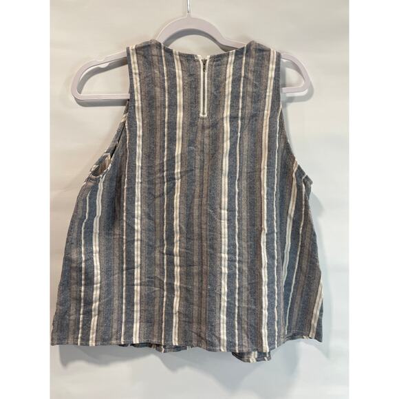 Paper Crane Women’s L Sleeveless Tank Top Blue White Gray Round Neck Zipper Back - Picture 5 of 6